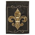 Dicksons 13 x 18 in. Flag Double Applique Fleur De Lis Gold & Black Garden M011110